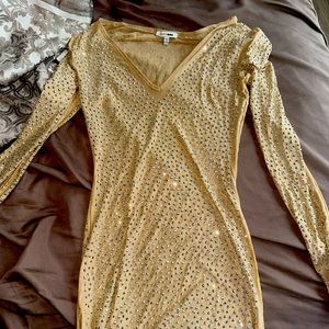 See through gold sparkle dress